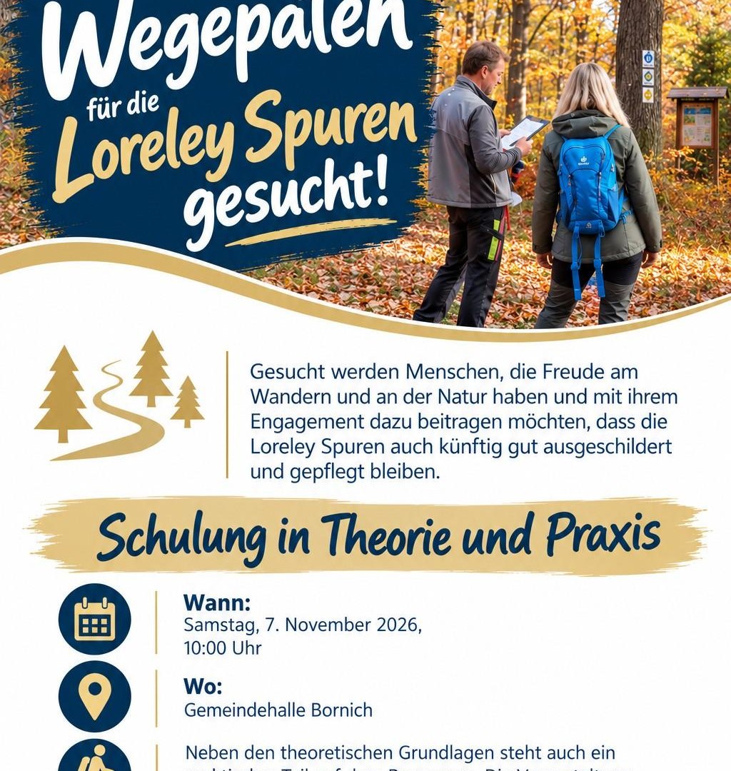 Plakat Wegepatenschulung | © Loreley Touristik GmbH Plakat Wegepatenschulung | © Loreley Touristik GmbH