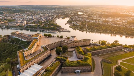 Festung Ehrenbreitstein. Luftaufnahme | © GDKE, Johannes Bruchhof Festung Ehrenbreitstein. Luftaufnahme | © GDKE, Johannes Bruchhof