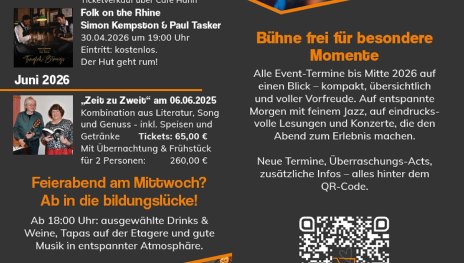 Programmflyer April bis Juni 2026 | &copy; food hotel Neuwied