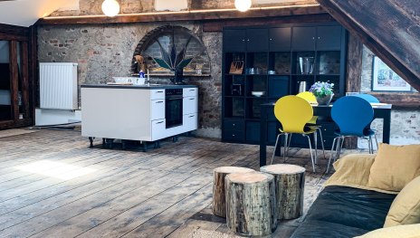 Loft, Wohnraum und Küche | © Greive