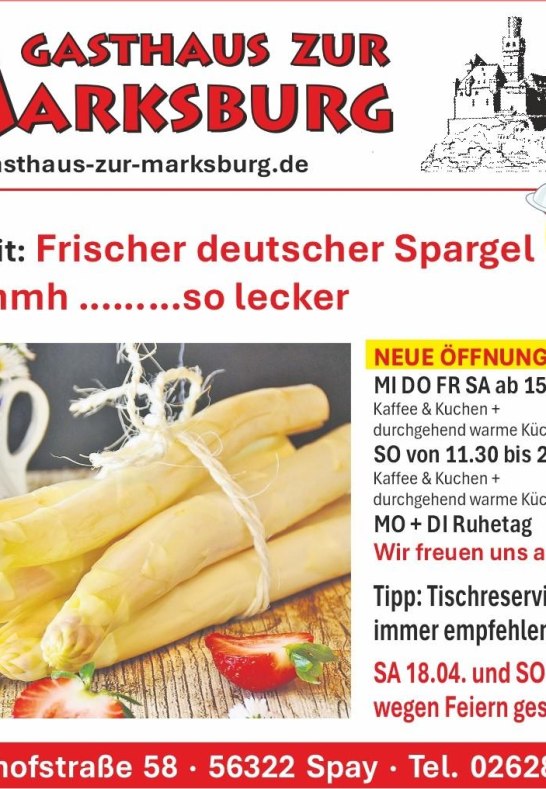 Spargelsaison | &copy; Gasthaus zur Marksburg