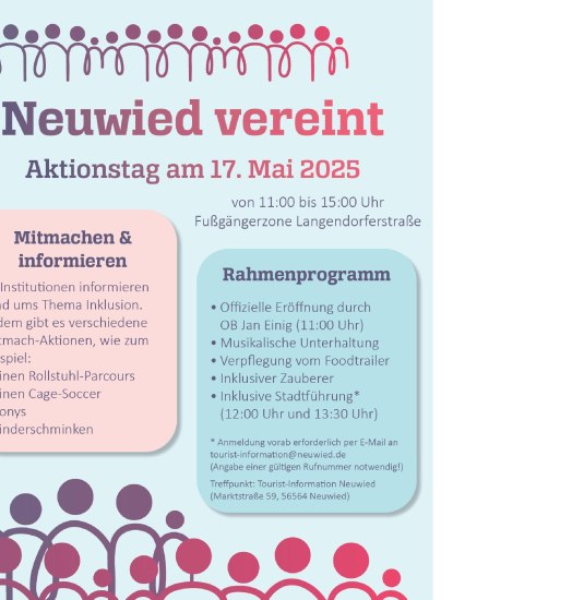 Plakat zu Neuwied vereint | © Pressebüro der Stadt Neuwied