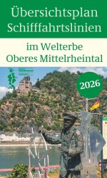 Titelbild "&Uuml;bersichtsplan Schifffahrtslinien im Welterbe Oberes Mittelrheintal"  | &copy; Zweckverband Welterbe Oberes Mittelrheintal