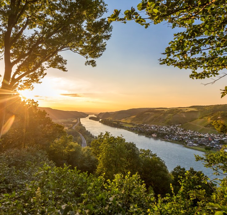 Blick vom Krahnenberg Andernach auf das Rheintal und die Weinberge von Leutesdorf | &copy; Andernach.net GmbH / 90Grad Photography