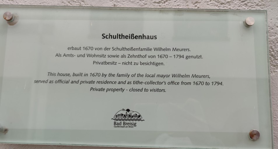 Schultheißenhaus Infotafel | © Tourist-Information Bad Breisig