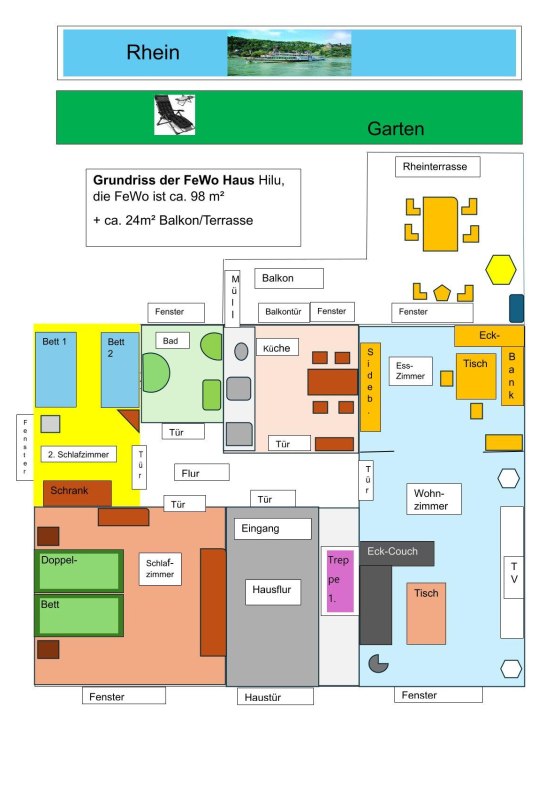 Grundriss Ferienwohnung Haus Hilu | © Hiltrud Evertz