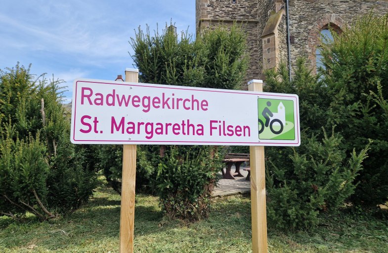 Schild Radwegekirche | © Romantischer Rhein Tourismus GmbH Schild Radwegekirche | © Romantischer Rhein Tourismus GmbH