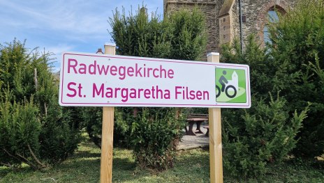 Schild Radwegekirche | © Romantischer Rhein Tourismus GmbH Schild Radwegekirche | © Romantischer Rhein Tourismus GmbH