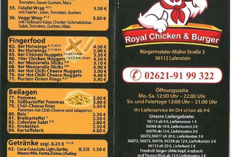 Royal Chicken & Burger Speisekarte | &copy; Nabil Alfrij