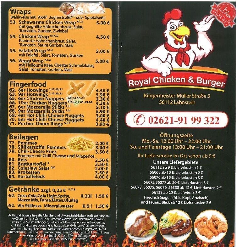 Royal Chicken & Burger Speisekarte | © Nabil Alfrij Royal Chicken & Burger Speisekarte | © Nabil Alfrij