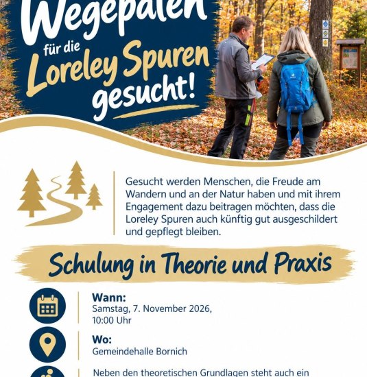 Plakat Wegepatenschulung | © Loreley Touristik GmbH Plakat Wegepatenschulung | © Loreley Touristik GmbH
