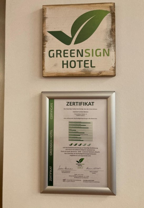 GreenSign Zertifikat | &copy; City-Hotel Kurf&uuml;rst Balduin GmbH