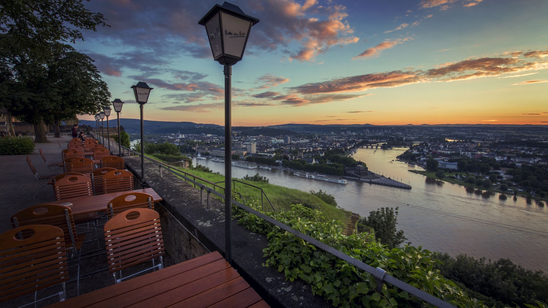 Blick von der Festung Ehrenbreitstein auf das Deutsche Eck, Koblenz | © Henry Tornow