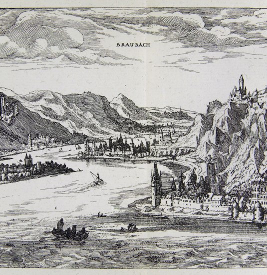 Bau- und Industiedenkm&auml;ler | &copy; Wilhelm Scheffer, gen. Dilich, Der Rhein bei Braubach, Kupferstich 1605